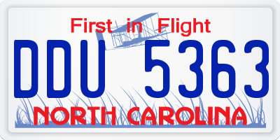NC license plate DDU5363