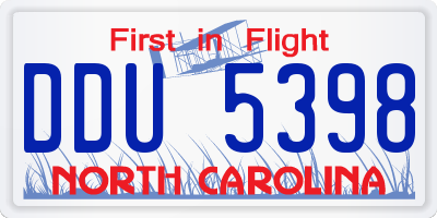 NC license plate DDU5398