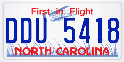 NC license plate DDU5418