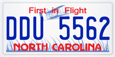 NC license plate DDU5562