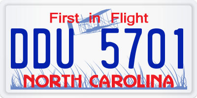 NC license plate DDU5701