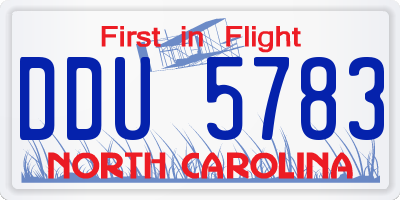 NC license plate DDU5783