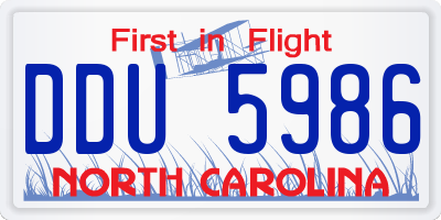 NC license plate DDU5986