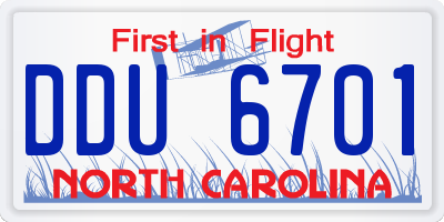 NC license plate DDU6701