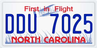 NC license plate DDU7025