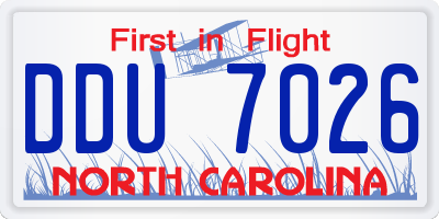 NC license plate DDU7026
