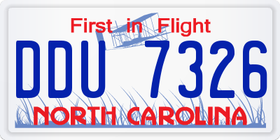 NC license plate DDU7326
