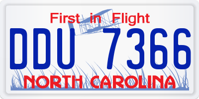 NC license plate DDU7366