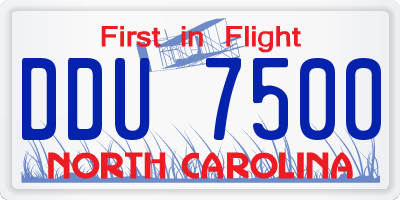 NC license plate DDU7500