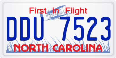 NC license plate DDU7523