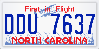 NC license plate DDU7637