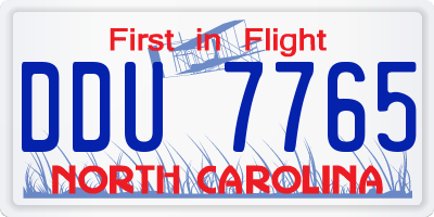 NC license plate DDU7765