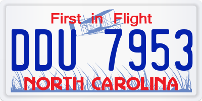 NC license plate DDU7953