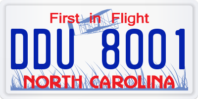 NC license plate DDU8001