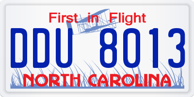 NC license plate DDU8013