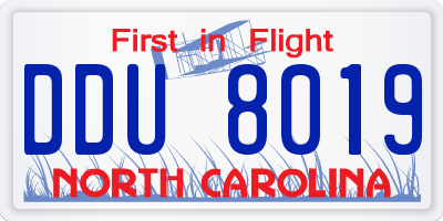NC license plate DDU8019