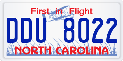NC license plate DDU8022