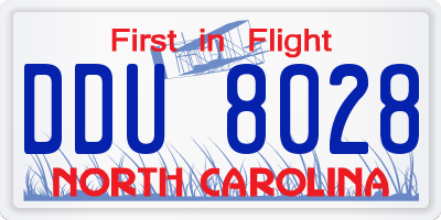 NC license plate DDU8028