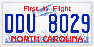 NC license plate DDU8029