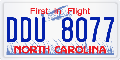 NC license plate DDU8077