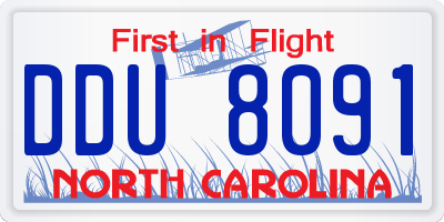 NC license plate DDU8091