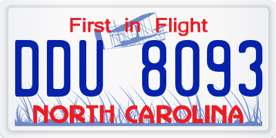 NC license plate DDU8093