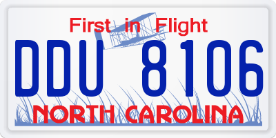 NC license plate DDU8106