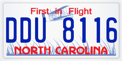 NC license plate DDU8116