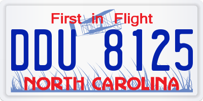 NC license plate DDU8125