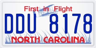 NC license plate DDU8178