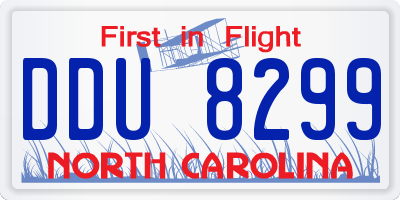 NC license plate DDU8299