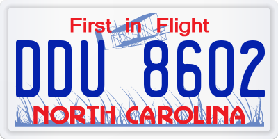 NC license plate DDU8602
