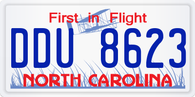 NC license plate DDU8623
