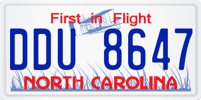 NC license plate DDU8647