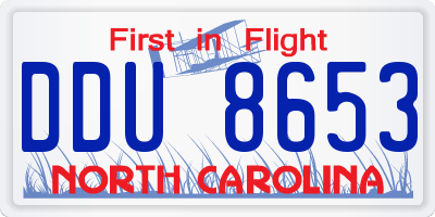NC license plate DDU8653