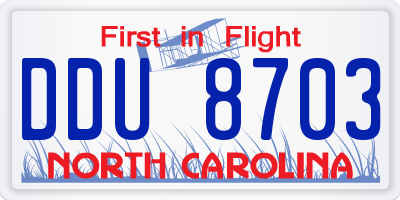 NC license plate DDU8703