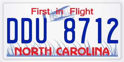 NC license plate DDU8712