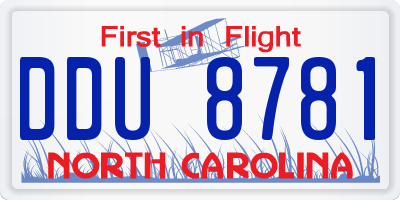 NC license plate DDU8781
