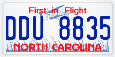 NC license plate DDU8835