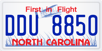 NC license plate DDU8850