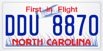 NC license plate DDU8870