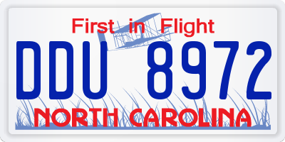 NC license plate DDU8972