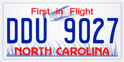 NC license plate DDU9027