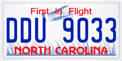 NC license plate DDU9033
