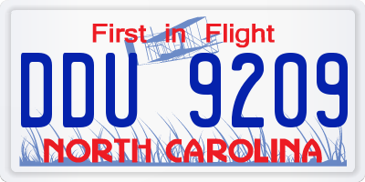 NC license plate DDU9209