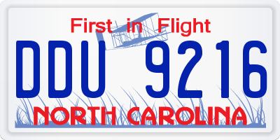 NC license plate DDU9216