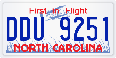 NC license plate DDU9251