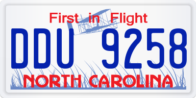 NC license plate DDU9258