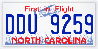 NC license plate DDU9259
