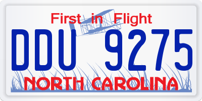 NC license plate DDU9275